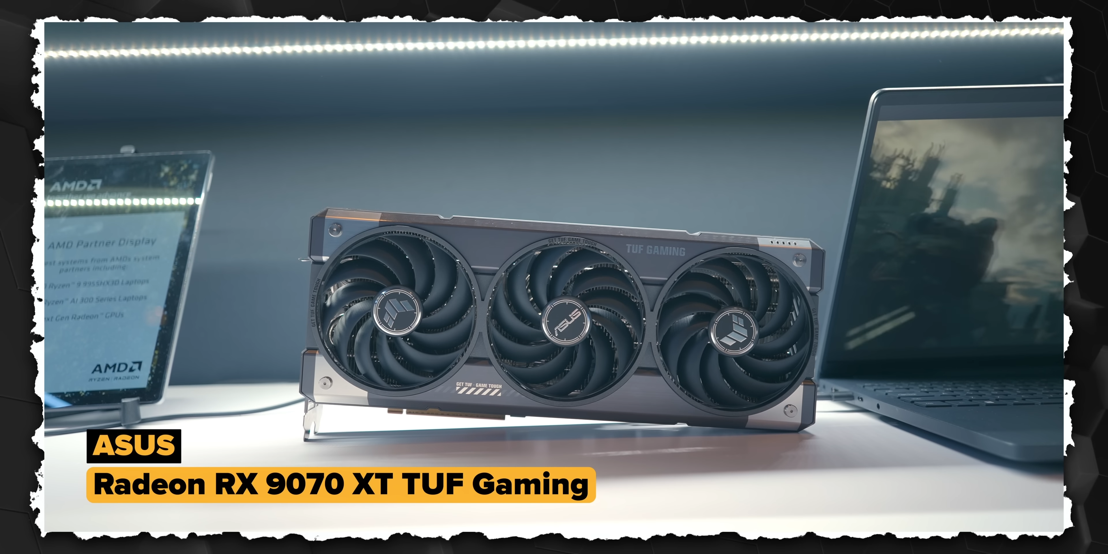 AMD Radeon RX 9070 XT graphics card, Asus model, product showcase image
