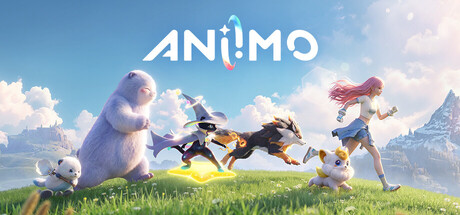 Official key art banner for Aniimo on its Steam store page, showing the game's title and a Pathfinder with an Aniimo creature